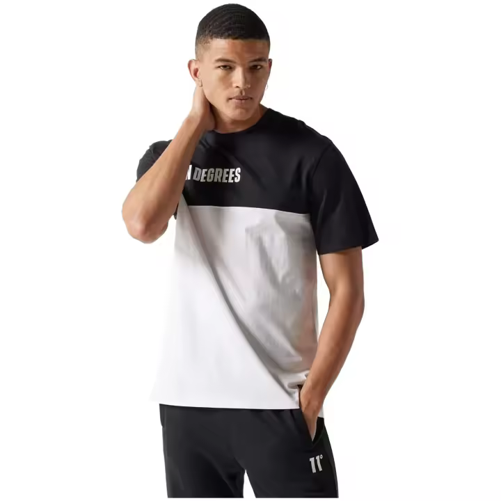 Camisetas marca 11 Degrees modelo 11D3786-114 para hombre en color blanco-negro - 1