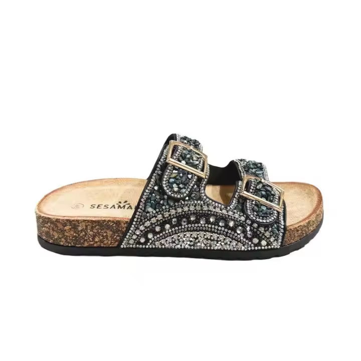TULIPANO -Chanclas Corcho - Sandalias de Corcho para Mujer - Estilo Zueco - Dos Hebillas - Cómodas y Versátiles - 1