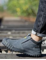 Botas De Seguridad Para Hombre Antideslizantes Indestructibles Zapatos De Trabajo Con Punta De Acero Resistente a Golpes Y Colisiones Cuero Sintético Y Malla - details 11