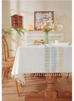 Elegant Linen Tablecloth with Feather Design - Washable - Perfect for Picnics, Camping, Weddings, Holiday Parties, Thanksgiving, Restaurants and Buffets - Rectangular, Machine Woven - details 7
