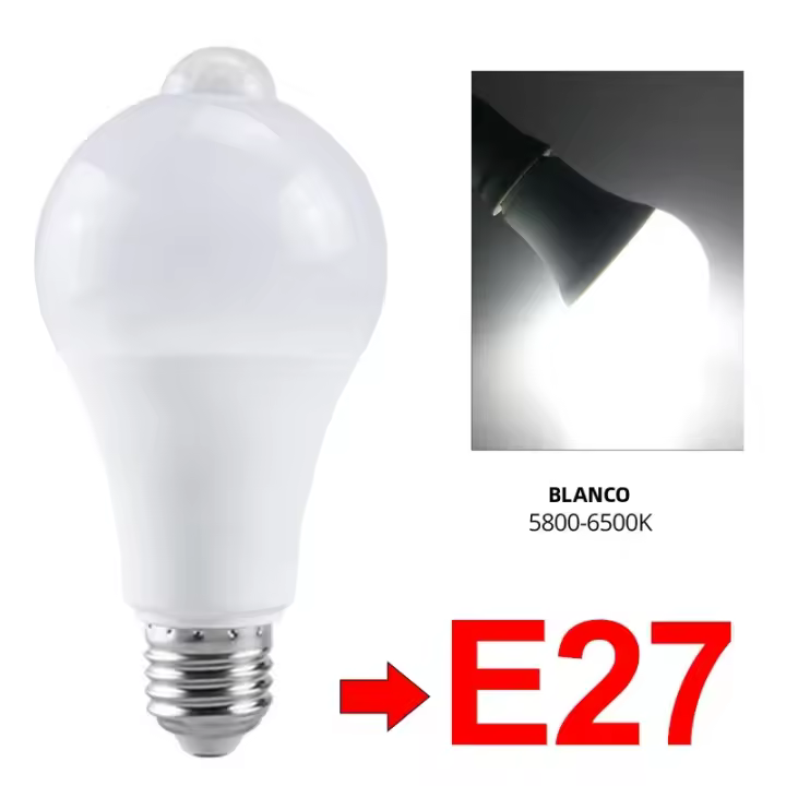 Bulbo LED E27 Con Sensor De Movimiento Lámpara B22 Con Sensor PIR Iluminación Automática Para Pasillos Garajes Y Exterior Control De Hogar - 1