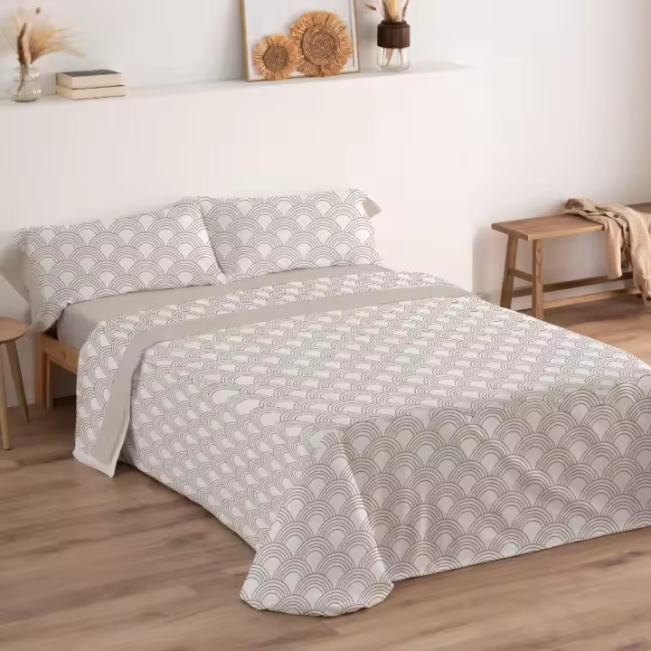 Carpe Diem Juego Sabanas Primavera Verano CERCO Beig 50% Algodon Cama 90,105,135,150,160,180,200 Tratamiento Antibolitas - 1