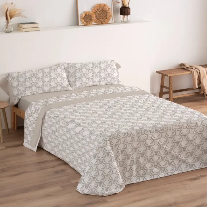 Carpe Diem Juego Sabanas Primavera Verano CERCO Beig 50% Algodon Cama 90,105,135,150,160,180,200 Tratamiento Antibolitas - 1