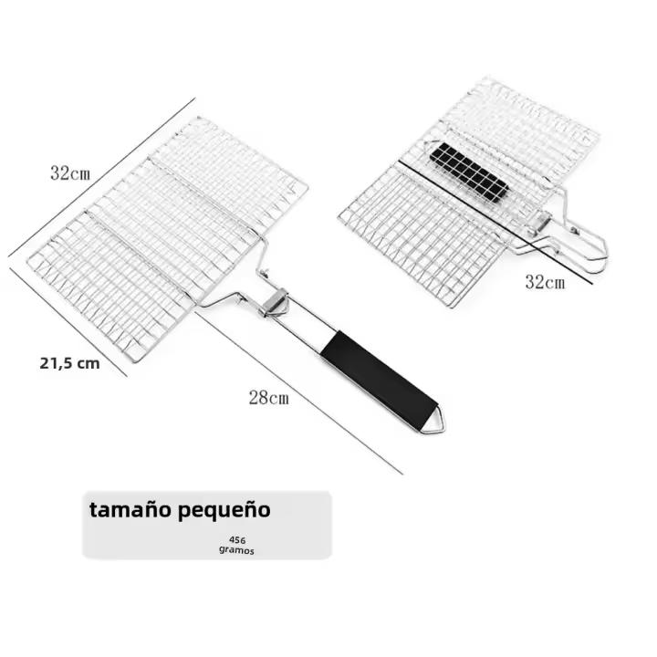 Cesta De Asado En Acero Inoxidable Con Sello Antideslizante Para Carne Y Verduras Herramienta De Barbecue Para Picnic Y Fiestas - 1