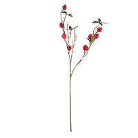 Rama De Pimienta Con Hojas Y 9 Cabezas De Pomegranato Falsas Rojas Y Naranja Para Decoración De Jardín Y Hogar Material De Seda - details 11