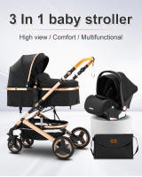 YAZOCO - Cochecito de bebé plegable con marco de aluminio, carrito de lujo 3 en 1, coche alto para recién nacidos con gran espacio cómodo - details 0