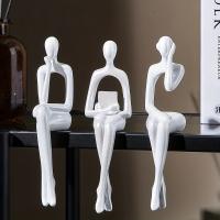 Escultura Decorativa Abstracta En Resina Blanca 1pc Decoración Moderna Para El Hogar Y La Oficina Figura De Arte Sin Marca Ni Origen Específico - details 2