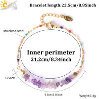 Pulsera De Cristal De 7 Chakras Para Mujer CSJA Con Cadena De Acero Inoxidable Y Pedrería Natural Amatista Pulsera De Moda J016 - details 5
