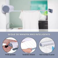 Tendedero Extensible de Pared Retrácthil, 4 Cuerdas, Longitud de hasta 3,7 m por Cuerpo, Tendedero para interior or exterior, Instalación Fija, Tidedero de Ropa Resresistente y Compacto. Incluye pinzas - details 4