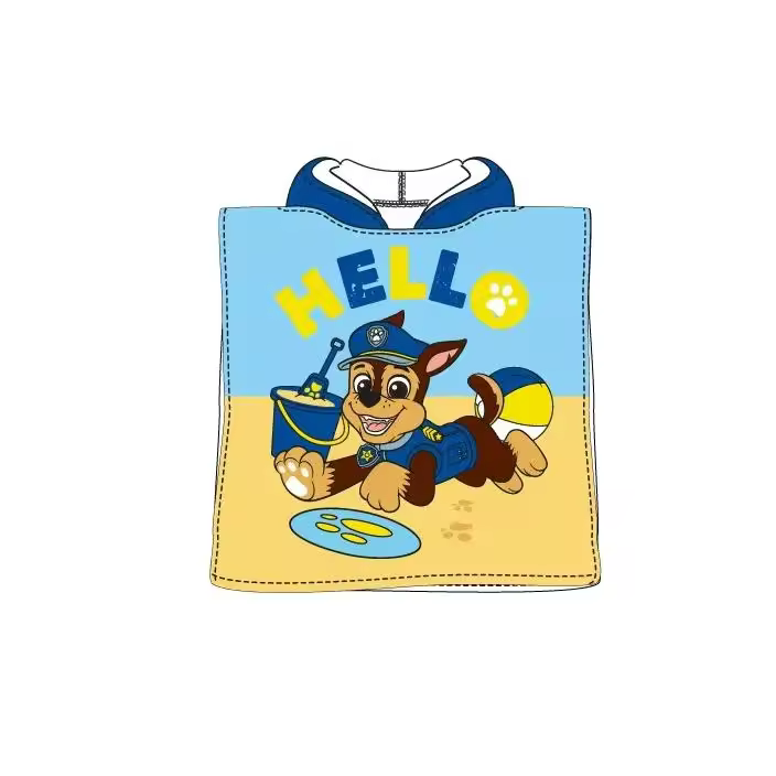 Poncho Playa Piscina Infantil Patrulla Canina Oficial 55x110cm de microfibra para niños - 1