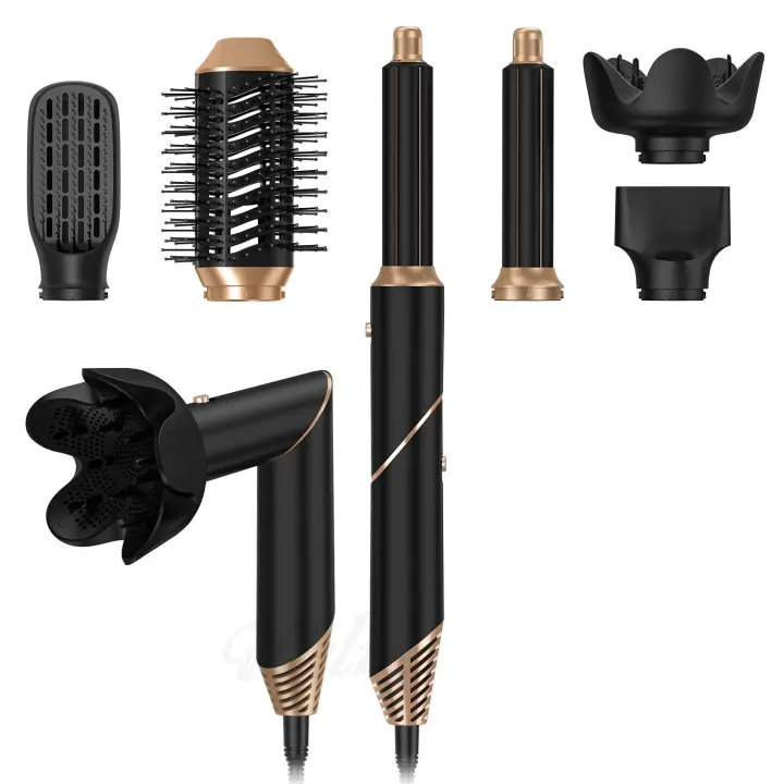 6 en 1 Cepillo Aire Caliente, Secador de Pelo, Secado Rápido y Rizador Pelo Ondas Automatico para Rizar, Alisar Volumizing Iónico, Multifuncional Modelador para Todo Tipo de Cabello (1000W) - 1