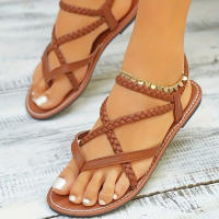 Sandalias Planas De Tanga Moda Para Mujer Talla Grande Zapatos Elásticos De Cadena Nueva Estilo Playa Romana Casual - details 3
