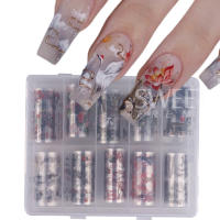 10pcs De Foils Para Uñas Con Diseño De Carácter Chino Arco Iris Bambú Pescado Flor Periquito Adhesivo Para Gel De Uñas Decoración De Manicura - details 1