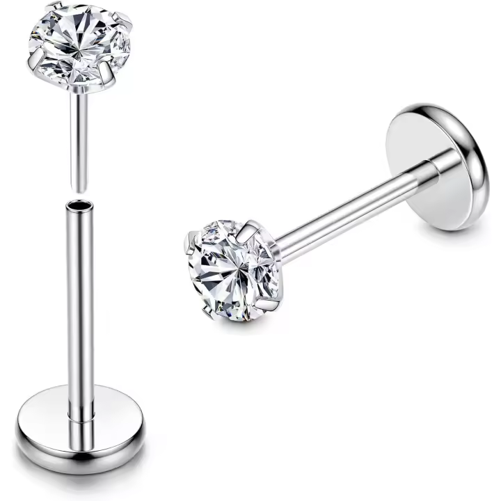 Ópalo Pendiente Piercing Pequeño Nariz Piercing Helix Piercing Tragus Placa Piercing Oreja 2 piezas G23 Titanium Labret Sin Hilos Medusa Monroe Piercing Labio Piercing CZ - 1
