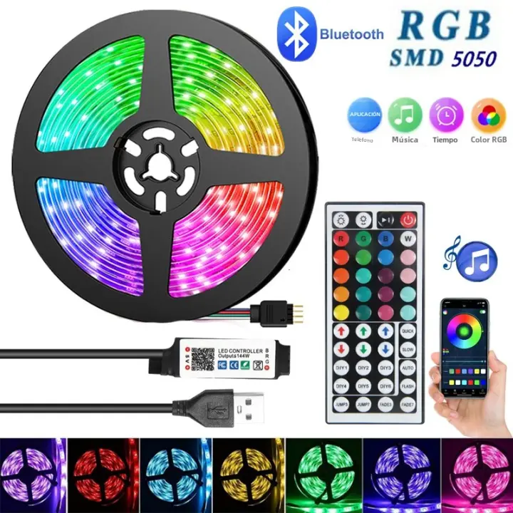 Tira De Luces LED RGB5050 Bluetooth Musica Sincronizada Control Infrarrojo Flexible 5V Para Luz Trasera De TV Decoración De Navidad Regalo - 1