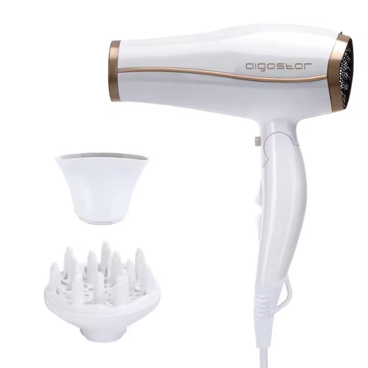 AIGOSTAR Secador de Pelo Profesional,Tecnología iónica, 2 Velocidades y 3 Temperaturas, Incluye Difusor y Boquilla Concentradora de Calor. ( 2200W ) - 1