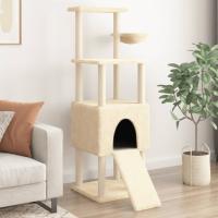 vidaXL Rascador para Gatos con Postes de Sisal Torre Gatitos 153 cm Color Crema,  Gris claro,  Gris oscuro y mas - details 0