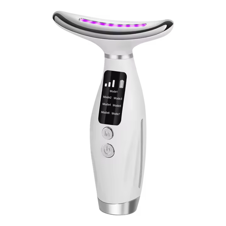 Masajeador De Cara Y Cuello Con Vibration Y 7 Colores LED Dispositivo De Belleza Para Rejuvenecimiento Y Acondicionamiento De La Piel Uso Doméstico Eliminación De Doble Mentón - 1