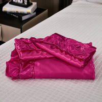 Set De Edredón Satinado 3PCS Colores Blanco Khaki Y Rosa Seda Suave Con Volantes Estilo Moderno Para Cama Conjunto De Ropa De Cama - details 19