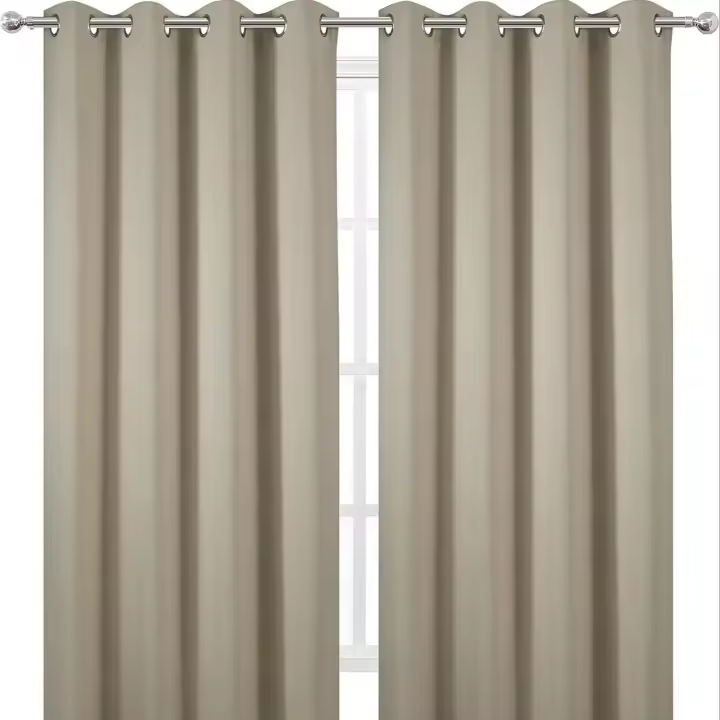 Cortinas De Blackout 100% Grommets Beige/Gris Total Privacidad Cortinas De Sombreado Para Habitación Y Sala De Estar - 1