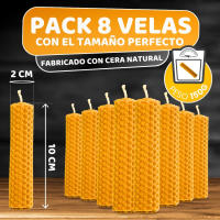 Pack de 8 Velas de Miel de Abeja para Rituales 100% Natural - DECEVI - Hechas a Mano - Origen España - SIN PARAFINA - Velas 10 cm x 2,2 cm - Enciende la Magia de la Luz Suave y Cálida - details 0