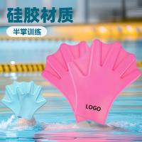 Guantes de silicona para natación de braza, media palma, palmas para remar, adolescentes, buceo, natación autónoma, entrenamiento especial para niños y adultos. - details 3
