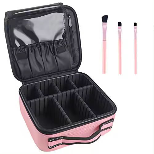 Bolso Cosmético De Viaje Con Partición Ajustable Caja De Almacenamiento Portátil De Maquillaje Bolsa De Almacenamiento Para Cosméticos Material Oxford - 1