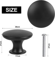 16 Pomos para Armario, Pomos Vintage para cajón, Tirador para Puerta de Cajón de 30mm, Pomo Redondo para muebles, Pomos para Puertas, Tiradores para muebles de Cocina, Mesitas de Noche (Negro) - details 0