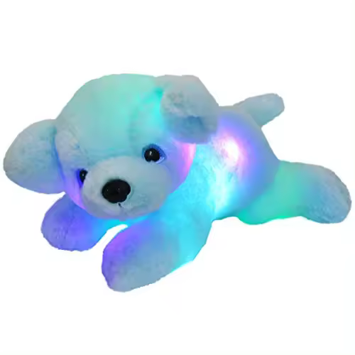 Cojín De Tela Suave De 38cm Con Luz LED Y Música En Forma De Perro Azul Grande Juguete De Peluche Regalo Kawaii Para Niñas Y Niños Decoración Del Hogar - 1