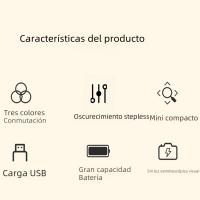 Lámpara De Noche LED Recargable Toque USB Para Dormitorio Luz De Lectura Con Protección Ocular 3 Colores Regulable Sin Pasos - details 1