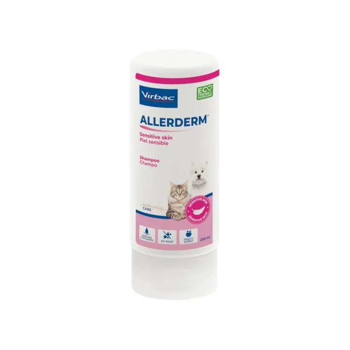 VIRBAC - Allerderm (250 ml) - Champú para Pieles Sensibles de Perros y Gatos - 1