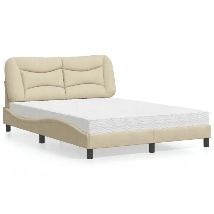 vidaXL Cama con colchón tela color crema 120x200 cm - 1