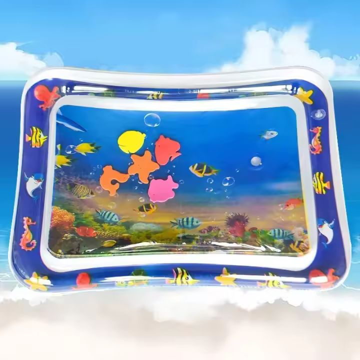 Alfombra De Juego Para Bebés Con Agua Inflable Cojín De PVC Para Tiempo En El Estómago De Bebé Alfombrilla De Agua Para Niños Juguetes Educativos De Desarrollo Actividad Tamaño 50cm * 66cm - 1