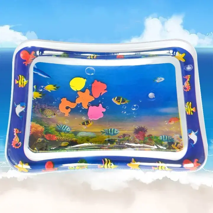 Alfombra De Juego Para Bebés Con Agua Inflable Cojín De PVC Para Tiempo En El Estómago De Bebé Alfombrilla De Agua Para Niños Juguetes Educativos De Desarrollo Actividad Tamaño 50cm * 66cm - 1