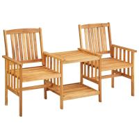 vidaXL Sillas de jardín con mesita madera maciza acacia 159x61x92 cm - details 0