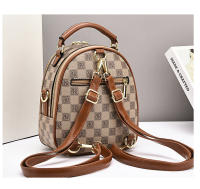 Mochila Vintage a Cuadros Para Mujer Estilo Girly Con Contraste De Hombros Mochila Redonda De Moda Cruzbody Sencilla Con Costuras Material PVC - details 14