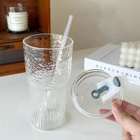 Vaso De Vidrio Con Tapa Y Pajita 600ml Estampado En Línea Para Bebidas Transparente Para Leche Té Jugo Agua Fría Y Café Mug De Barra Vajilla De Bebida - details 7