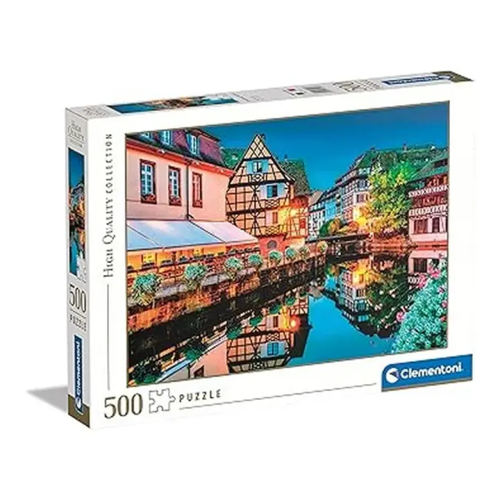 Clementoni Puzzle Adulto 500 Piezas Pueblo Antiguo de Estrasburgo 35147 - 1