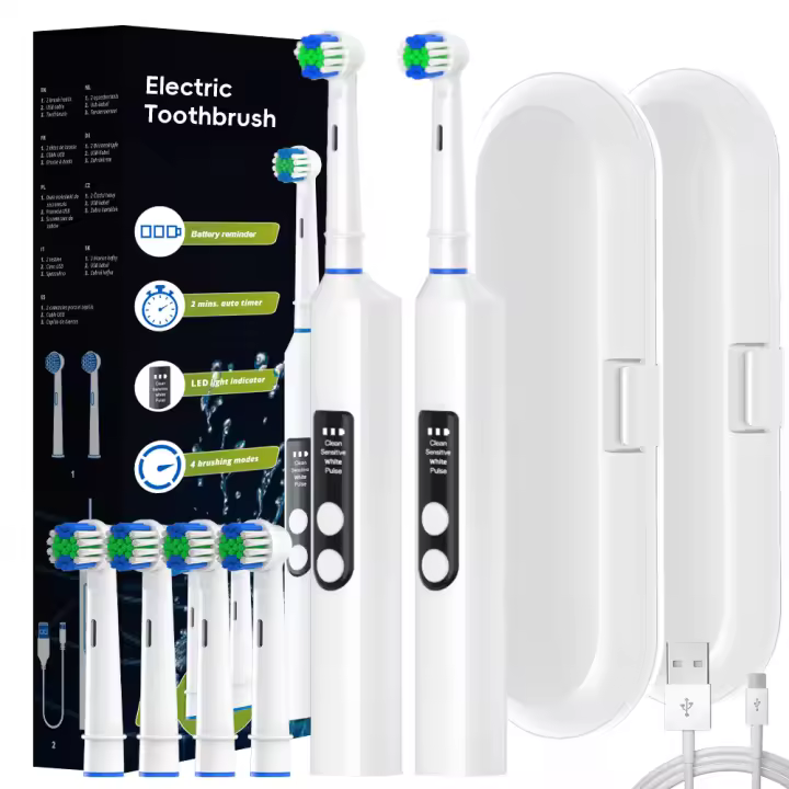 Juego De 2 Brocas Eléctricas Inteligentes Con 4 Modos Recargables Compatible Con Cabezas De Reemplazo Oral B Para Adultos - 1
