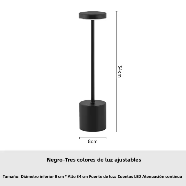 Lámpara De Mesa Recargable Táctil Metálica Con Luz Ambiental En 3 Colores Decorativa Para Club Y Dormitorio Luz Nocturna Retro - 1