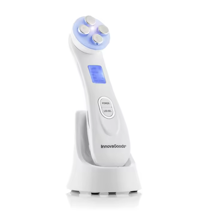 Innovagoods - multifunction facial massager with radio frequency, led phototherapy, electrostimulation, rejuvenates and repairs the skin, white - 1