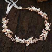 Diadema De Boda Hecha a Mano Con Flores De Concha Y Cristal Imitación Perla Accesorio Para El Cabello De Novia Tiara De Mujer - details 0