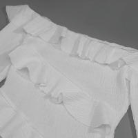 Vestido Elegante De Mujer Estilo Europeo Nueva Colección Otoño Color Sólido Un Hombro Manga Larga Con Splice De Madera Al Borde Sash - details 8