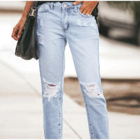 Jeans Rectos Para Mujer Moda Alta Cintura Washed Skinny Ropa Trasera Ropa De Lady Commuter Pantalones Delgados Con Agujeros Tendencia De Moda 2025 - details 26