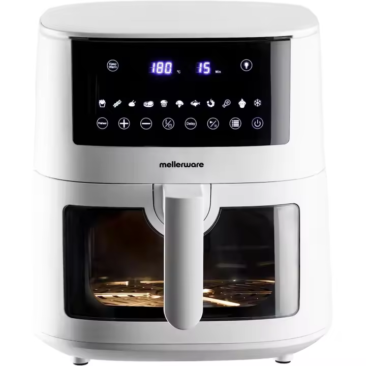 Mellerware - Freidora de Aire Airfryer 7L, 1650W , 11 Menús Predefinidos, Air Fryer, Antiadherente, Apta Lavavajillas - 1