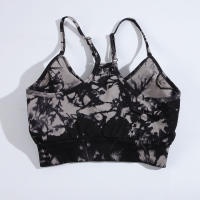 CHRLEISURE Sujetador Deportivo Para Mujer Con Almohadillas De Pecho Estilo Atacado Tejido Elástico Vestido De Gimnasio Transpirable Top De Entrenamiento - details 7