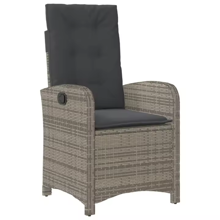Sillón reclinable de Jardín con almohadas sintético Gris - 1