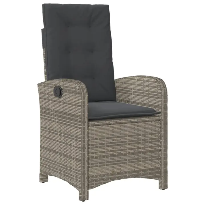 Sillón reclinable de Jardín con almohadas sintético Gris - 1