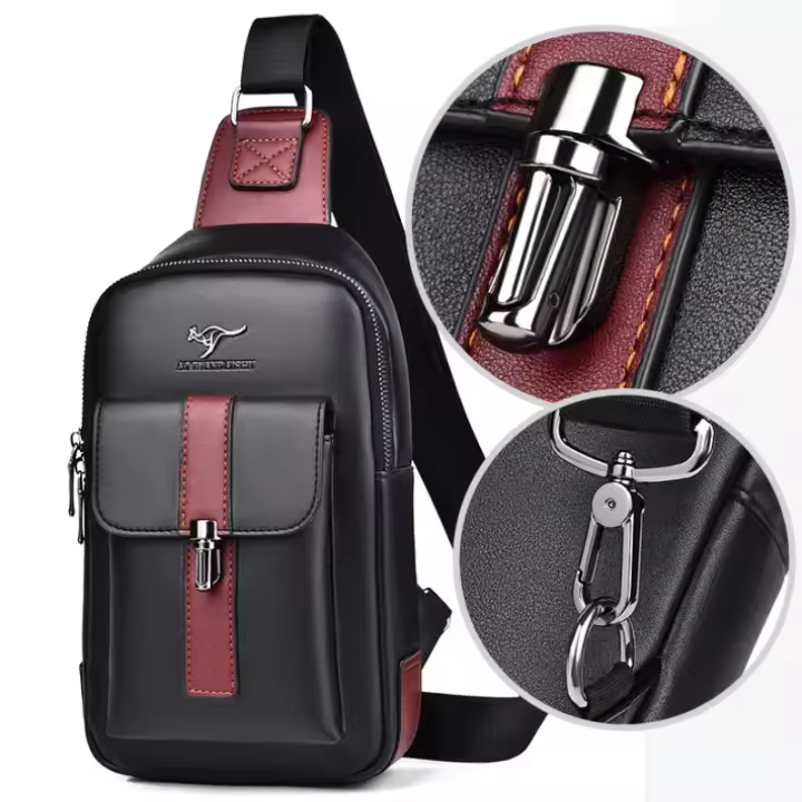 Bolsa De Hombro Para Hombre En Cuero Multi-funcional Deportiva Impermeable Para Correr Y Entrenar Bolsa Mensajera De Viaje Cruzable - 1