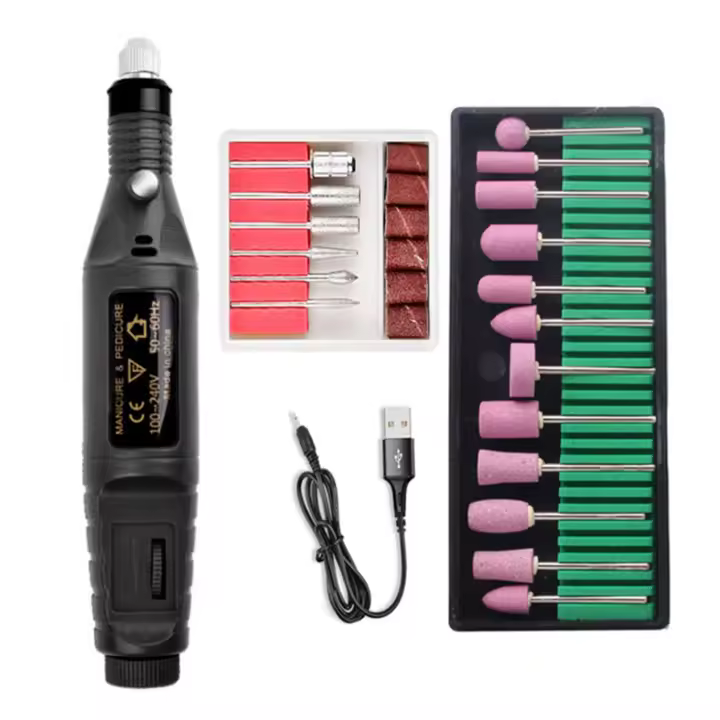 Juego de lijadora de plástico, bolígrafo eléctrico, Mini taladro eléctrico, herramienta de lijado para uñas - 1